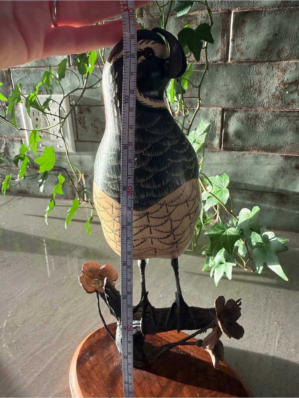 Vintage Chris Olson Hand Carved Wood California Quail Sculpture Signed Wildlife - Picture 10 of 13